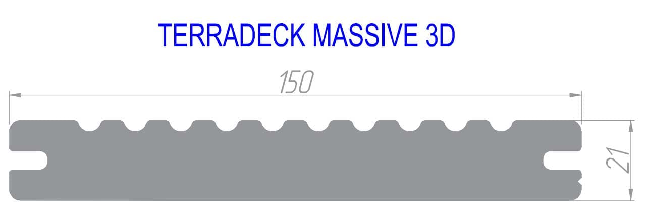 Террасная доска ДПК полнотелая TERRADECK MASSIVE 3D коричневый (сторона А)