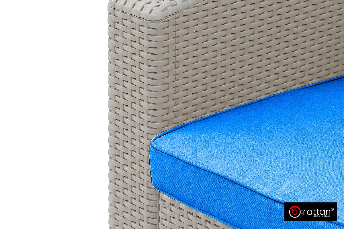 Комплект мебели RATTAN Premium 5 серый синие подушки